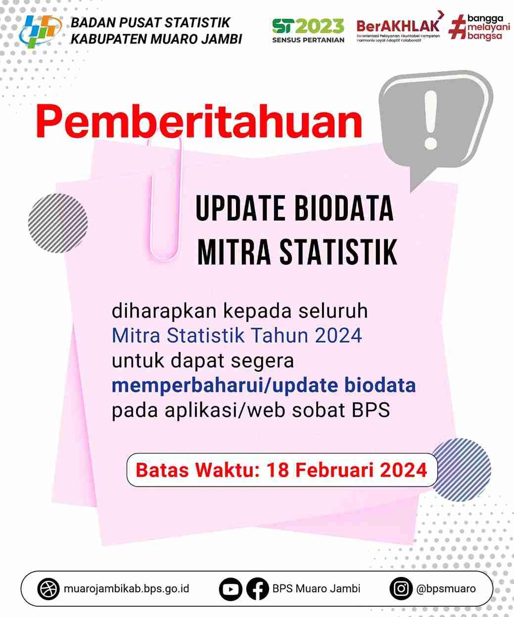 Pemberitahuan Update Biodata Mitra Statistik 2024